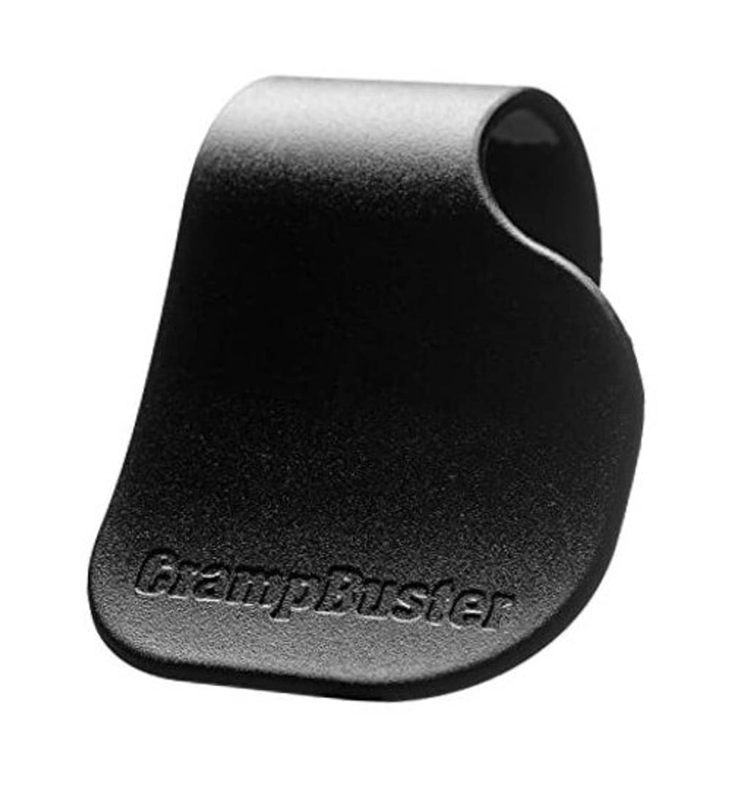 Black throttle-mounted motorcycle cruise assist housing with textured grip and side opening
