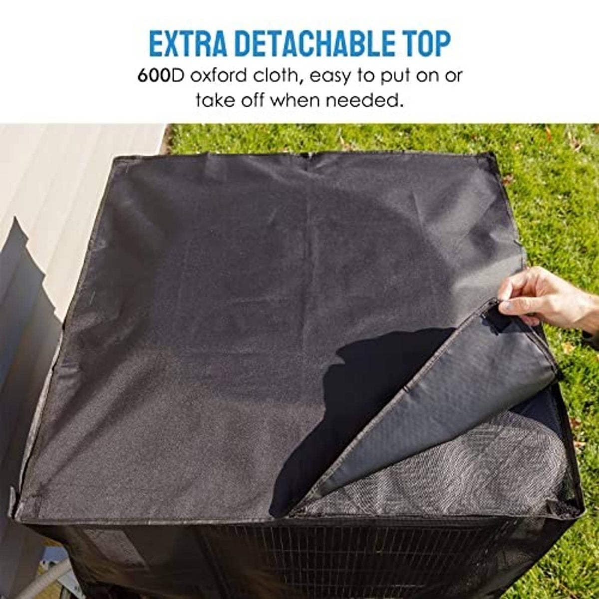 Square dark mesh air conditioner cover with detachable top section