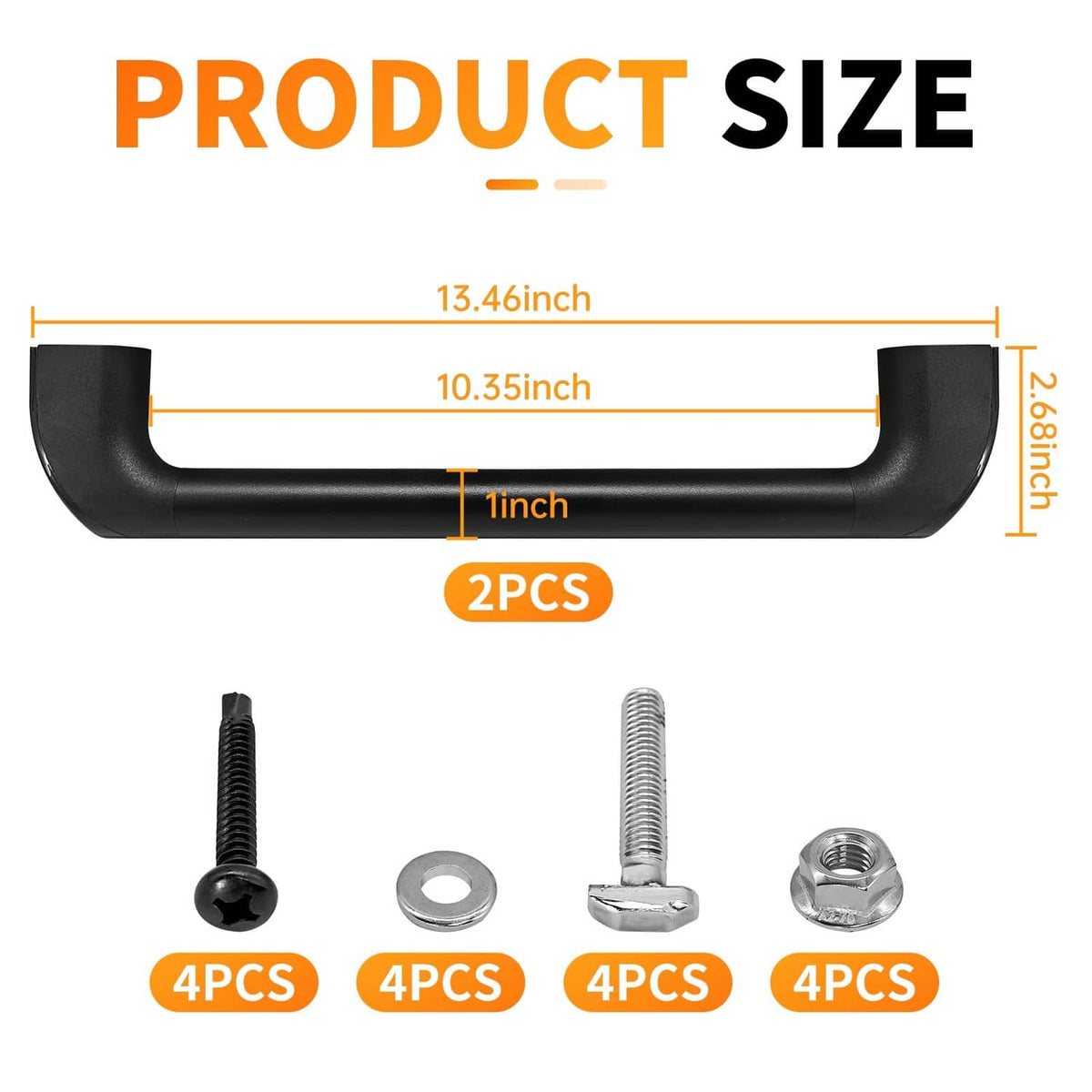 Black universal golf cart grab handle pair, curved design with included screws