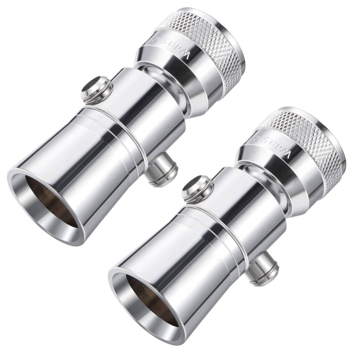 Pivoting chrome shower head with shut-off valve, single-spray design