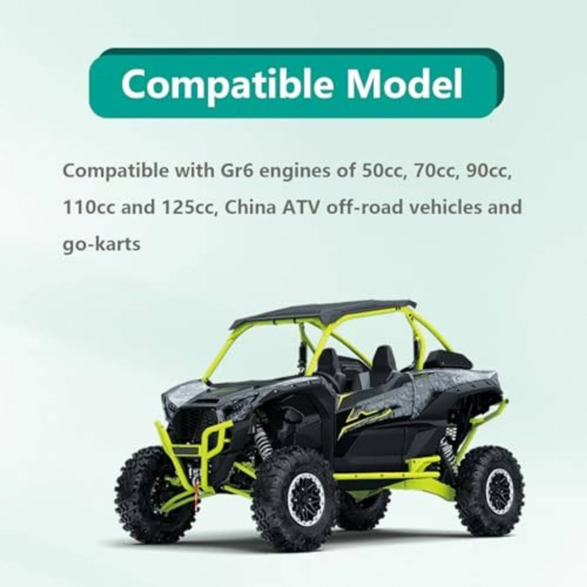 AC CDI ignition control box shown on ATV, black housing with teal connector
