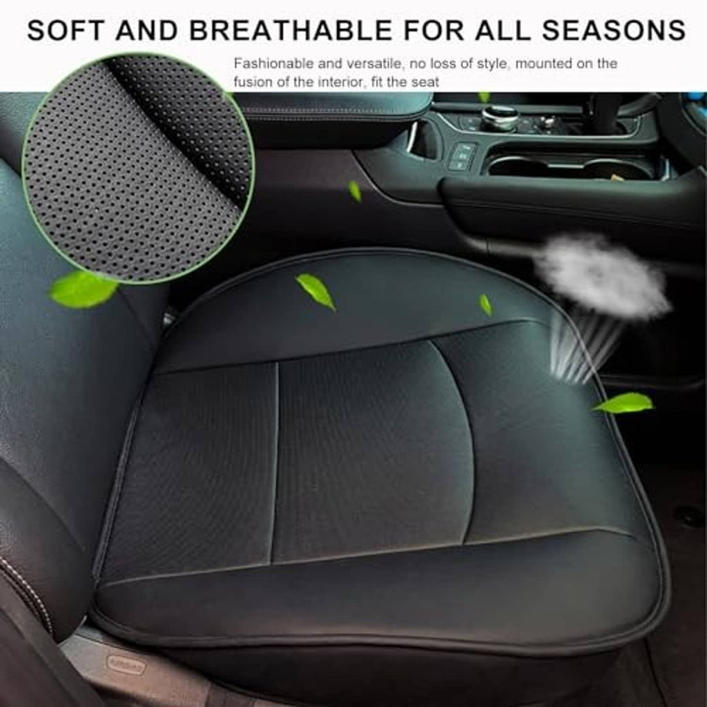Black PU leather car seat bottom cover with breathable perforated side panels