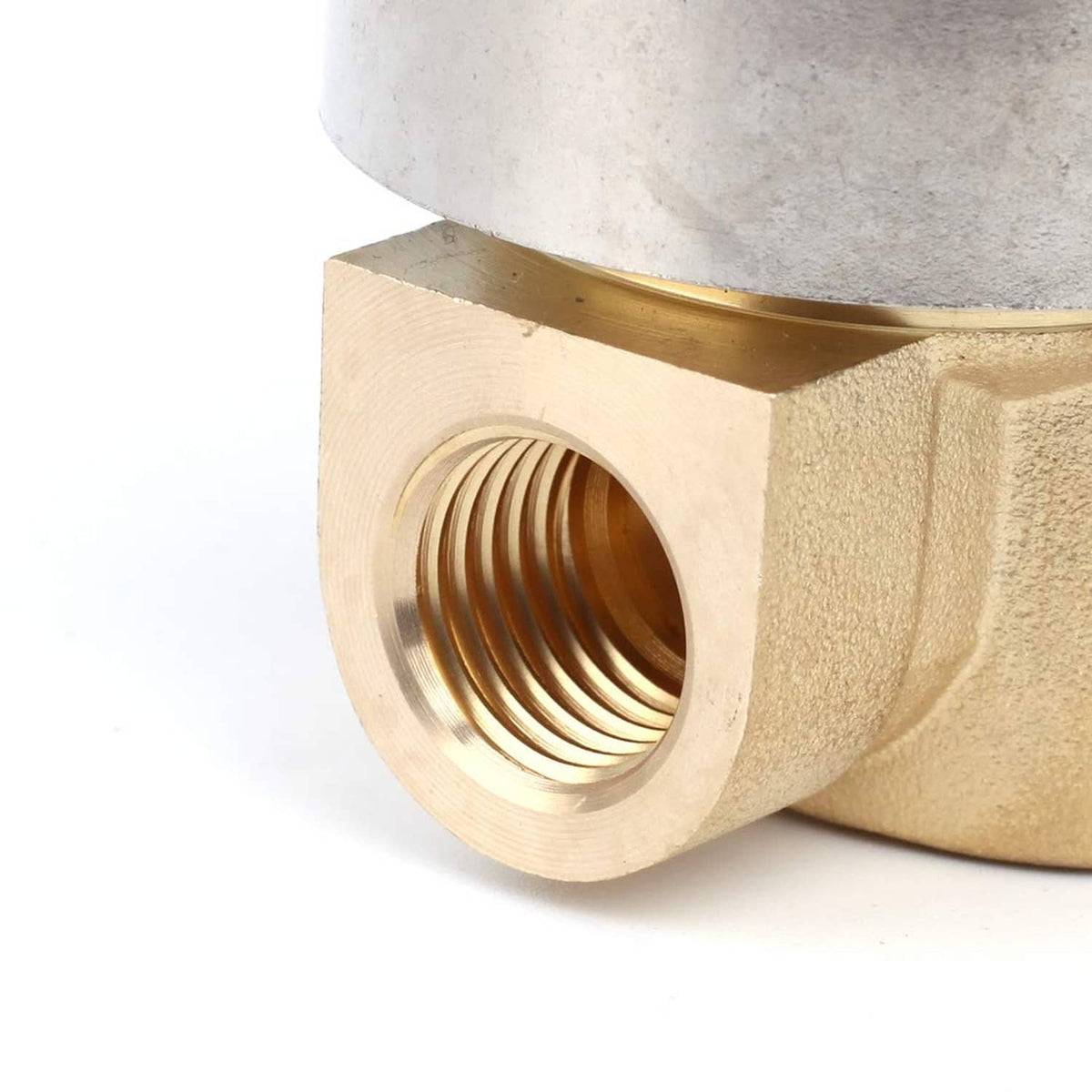 Brass solenoid valve inlet with internal threads and metal housing