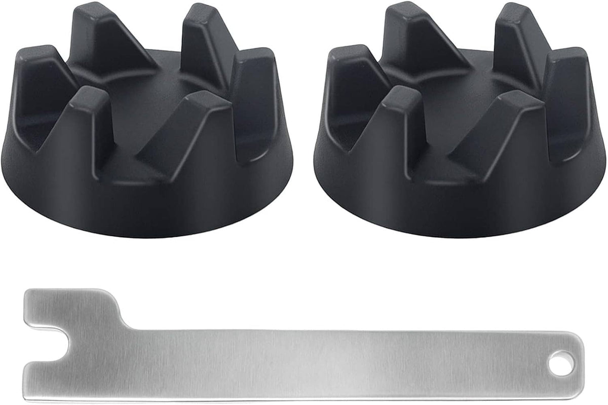 Blender coupler kit: two black couplers and silver metal spanner wrench