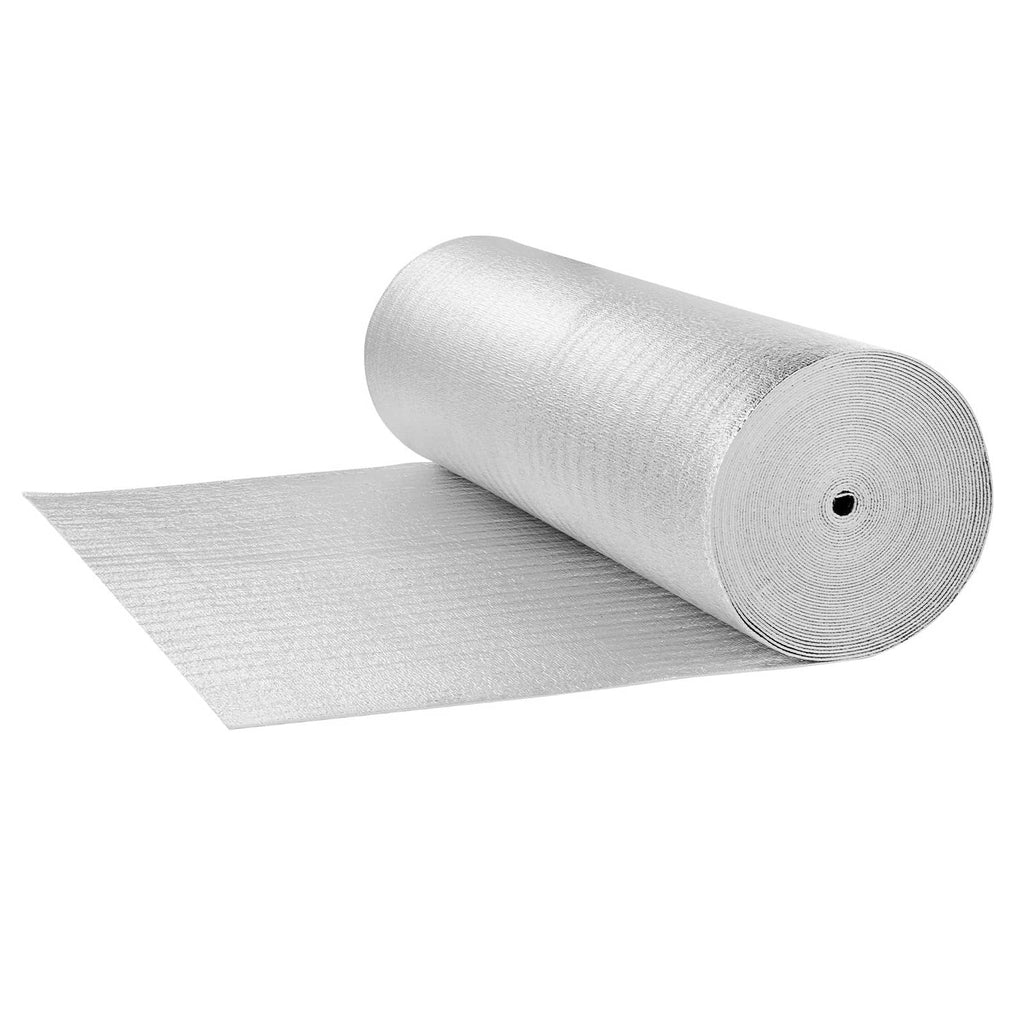 Reflective insulation roll with open-core center and silver foil-faced surface