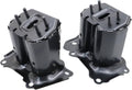 Front bumper reinforcement bracket pair, black metal with mounting holes and bolts