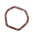 Red differential gasket with oval shape and multiple bolt holes around the edge