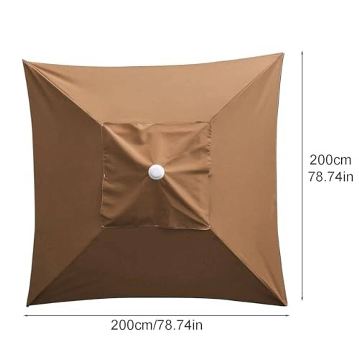 Tan square patio umbrella replacement cover with center button and pleated center panel