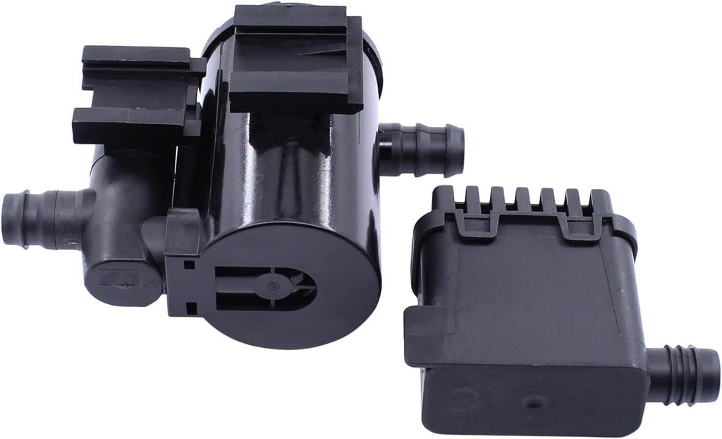 Vapor canister vent solenoid valve with two ports and electrical connector housing