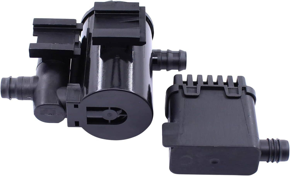 Vapor canister vent solenoid valve with two ports and electrical connector housing