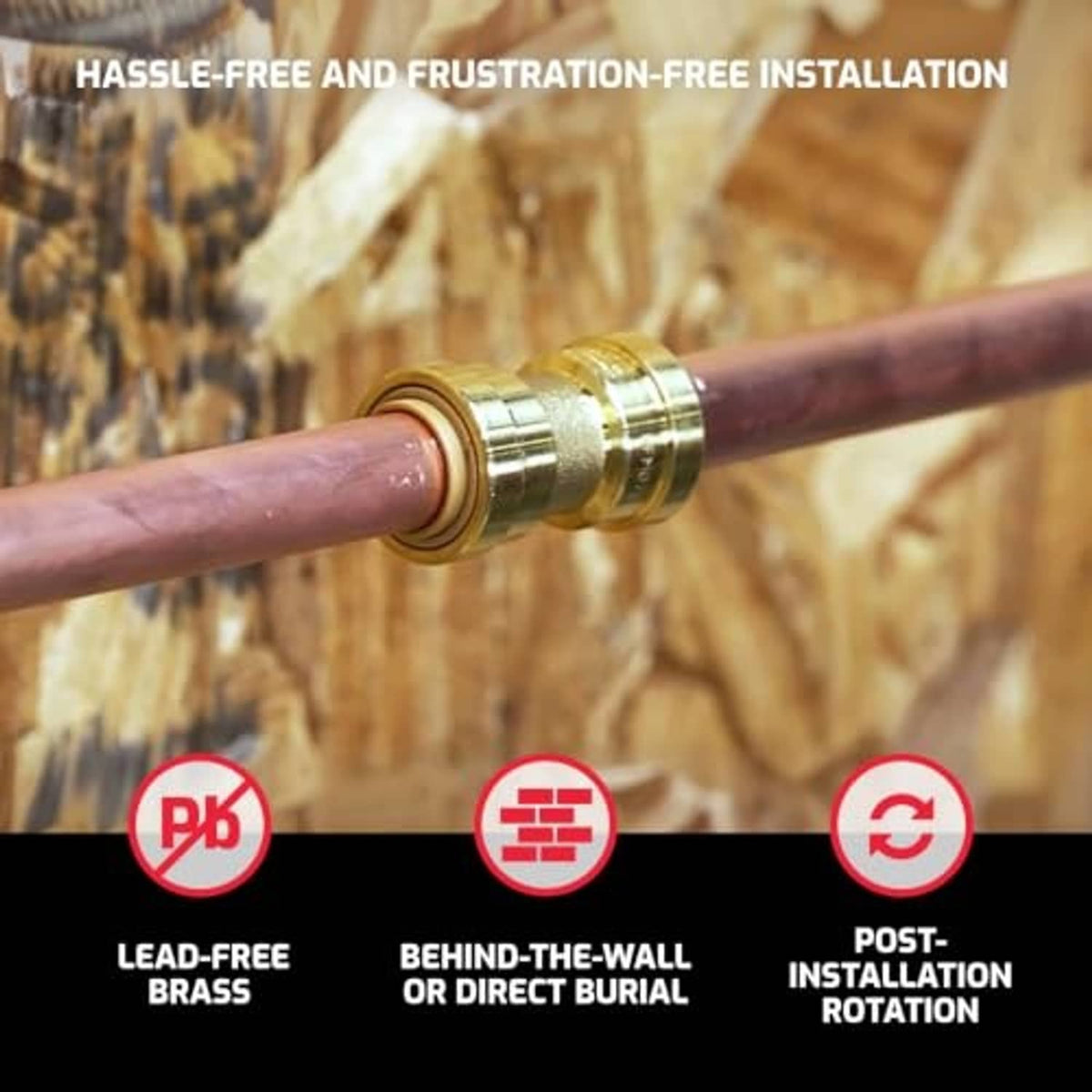 Brass push-to-connect 90-degree elbow fitting connected to tubing