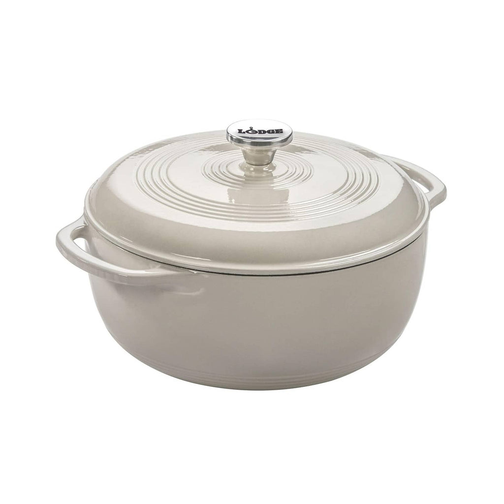 6-quart oyster white enamel cast iron Dutch oven with domed lid and side handles