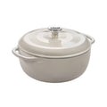 6-quart oyster white enamel cast iron Dutch oven with domed lid and side handles