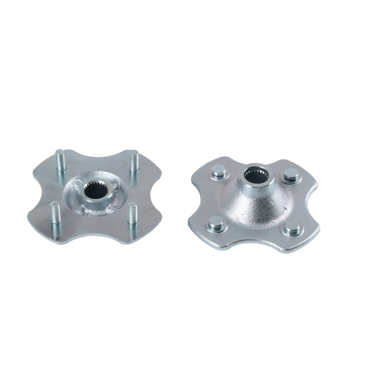 Wheel hub flange with splined opening and four mounting studs