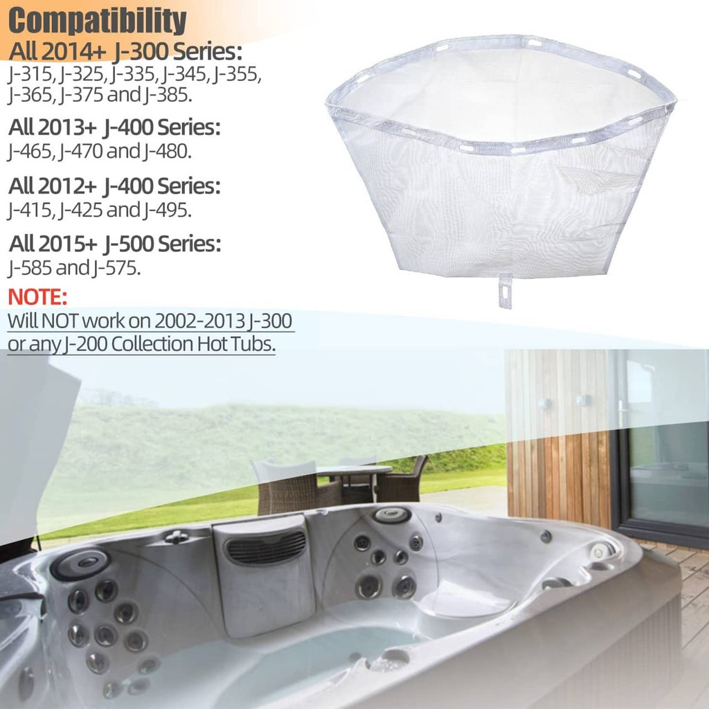 White mesh filter net bag with gray rim and attachment clip tab