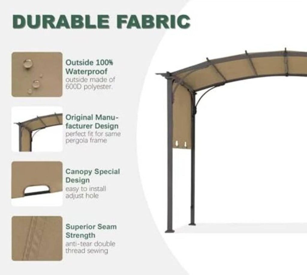 Khaki canopy replacement cover with reinforced seams and durable fabric
