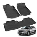 Black TPE floor mats set with raised channels and edges, 3-piece liners