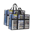 2-pack blue Blu-ray storage bag set with clear sleeves and black top handles