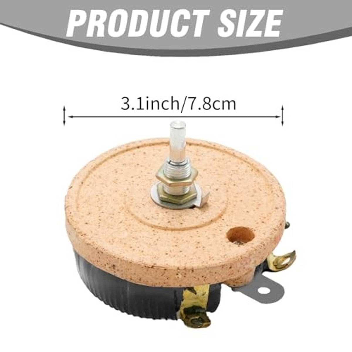 Ceramic wirewound rheostat with metal adjustment screw and mounting posts