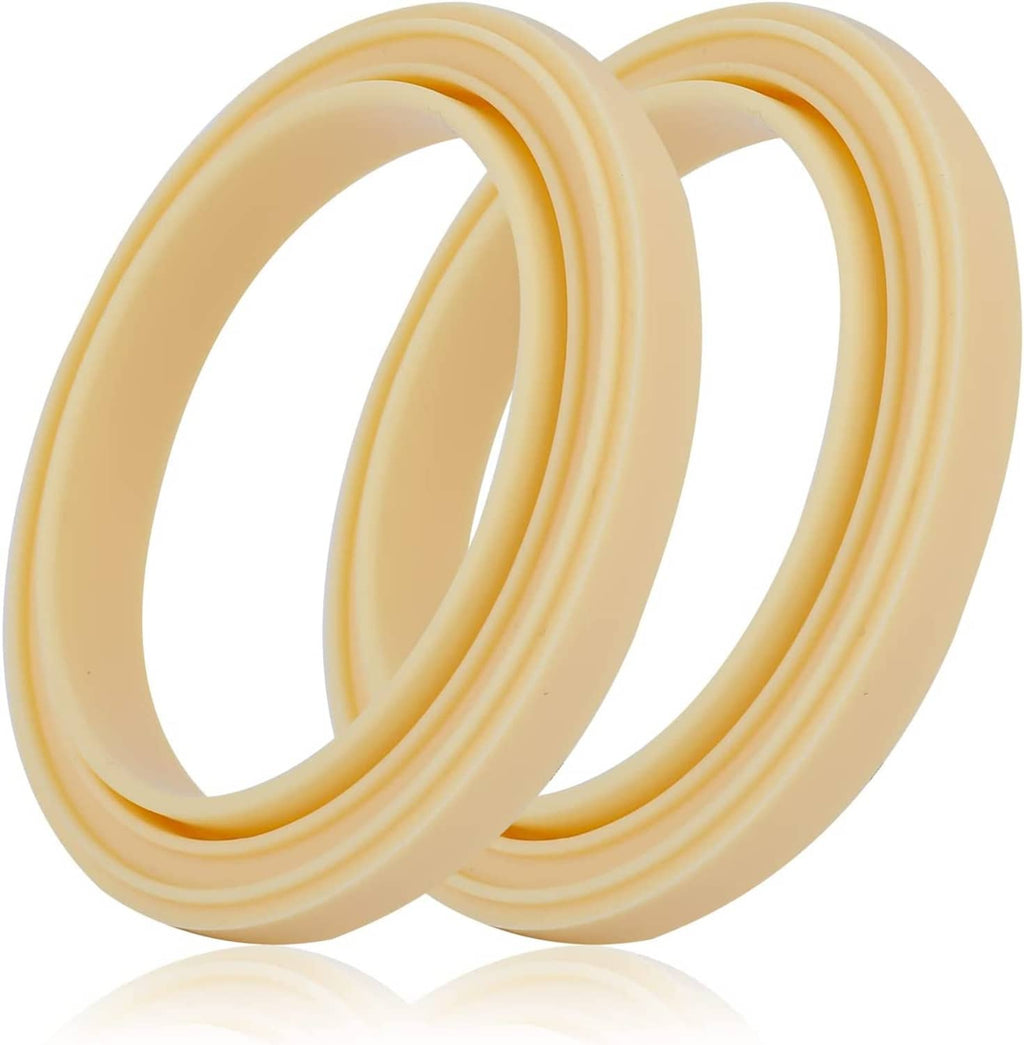 Pair of light beige silicone steam ring gaskets, stacked double loops