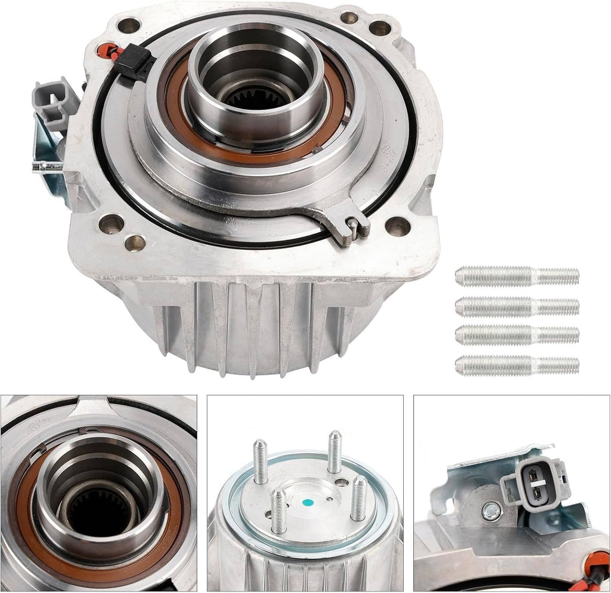 Rear differential viscous coupling assembly with metal housing, round bearing and bolts