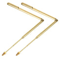 Set of two retractable brass dowsing rods with pen-style ends, hinged L-shape