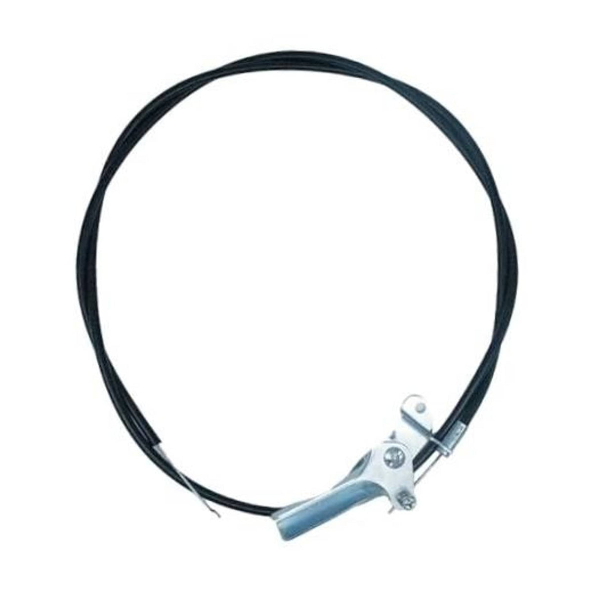 Throttle control cable with black cable line and blue side-mount handle bracket