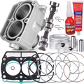 Aluminum cylinder top end kit with gasket set, piston rings, wrist pin, and glue