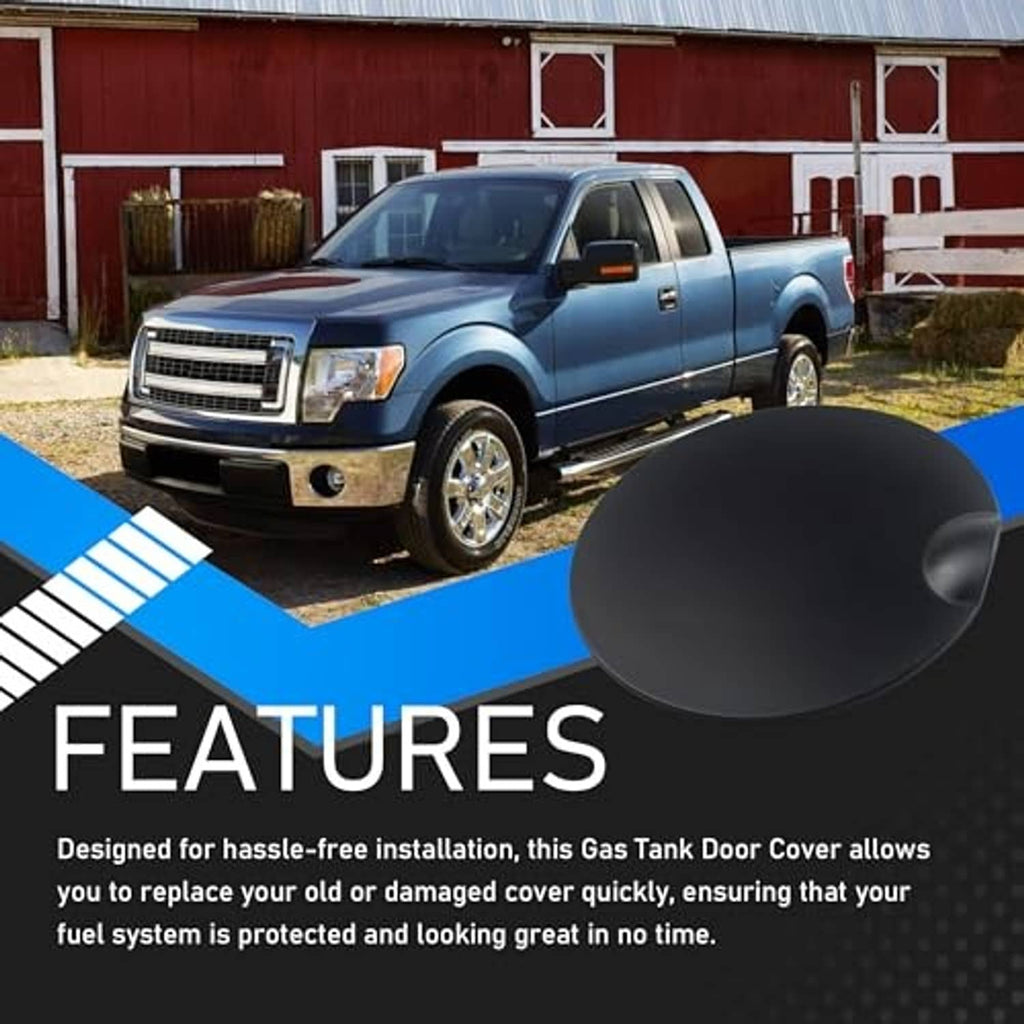 Matte black round gas tank door cover with side pull tab