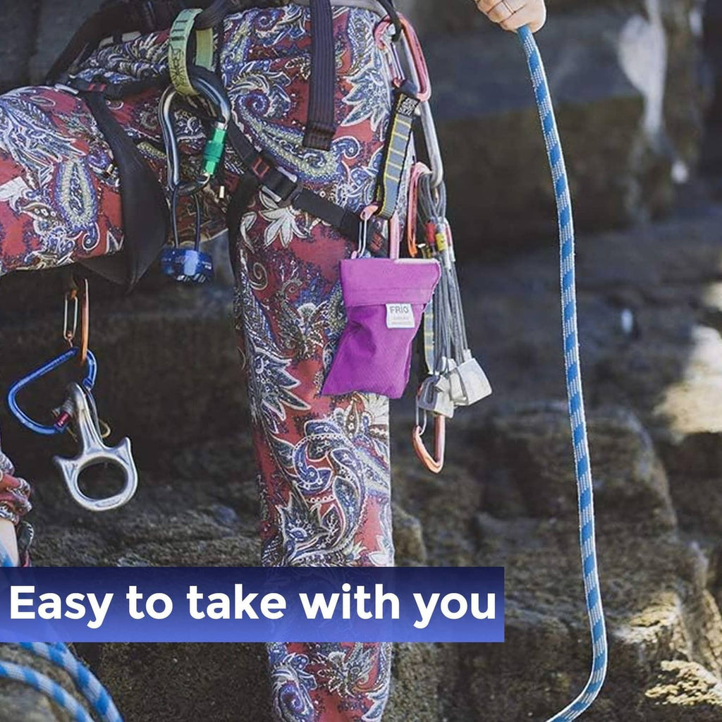 Purple cooling wallet pouch with lanyard strap and front FRIO label