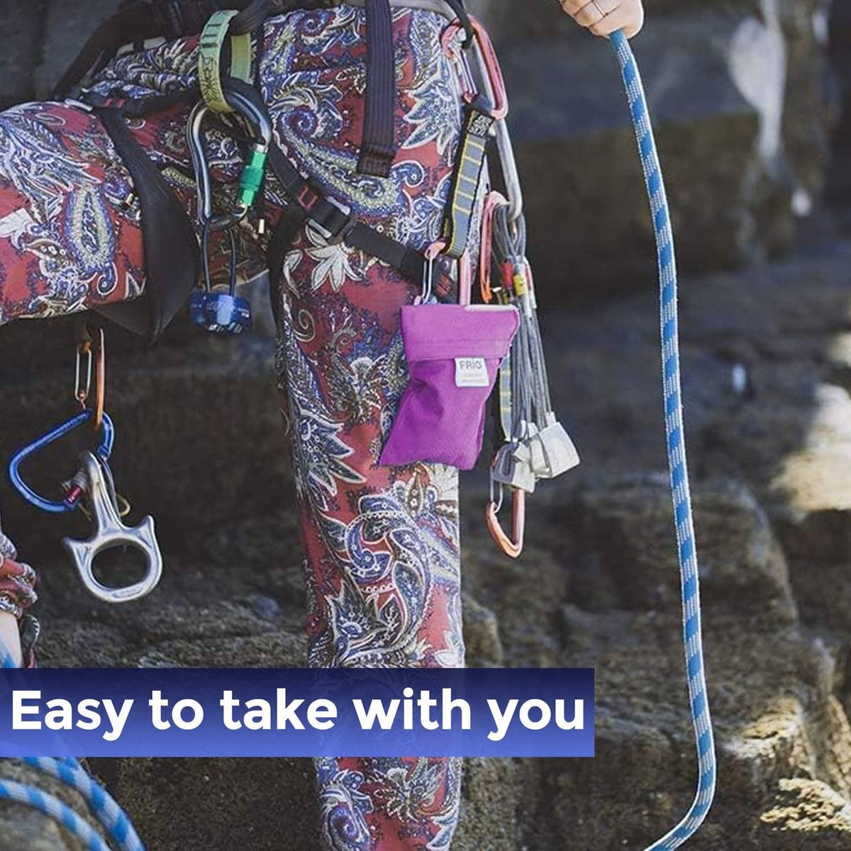 Purple cooling wallet pouch with lanyard strap and front FRIO label