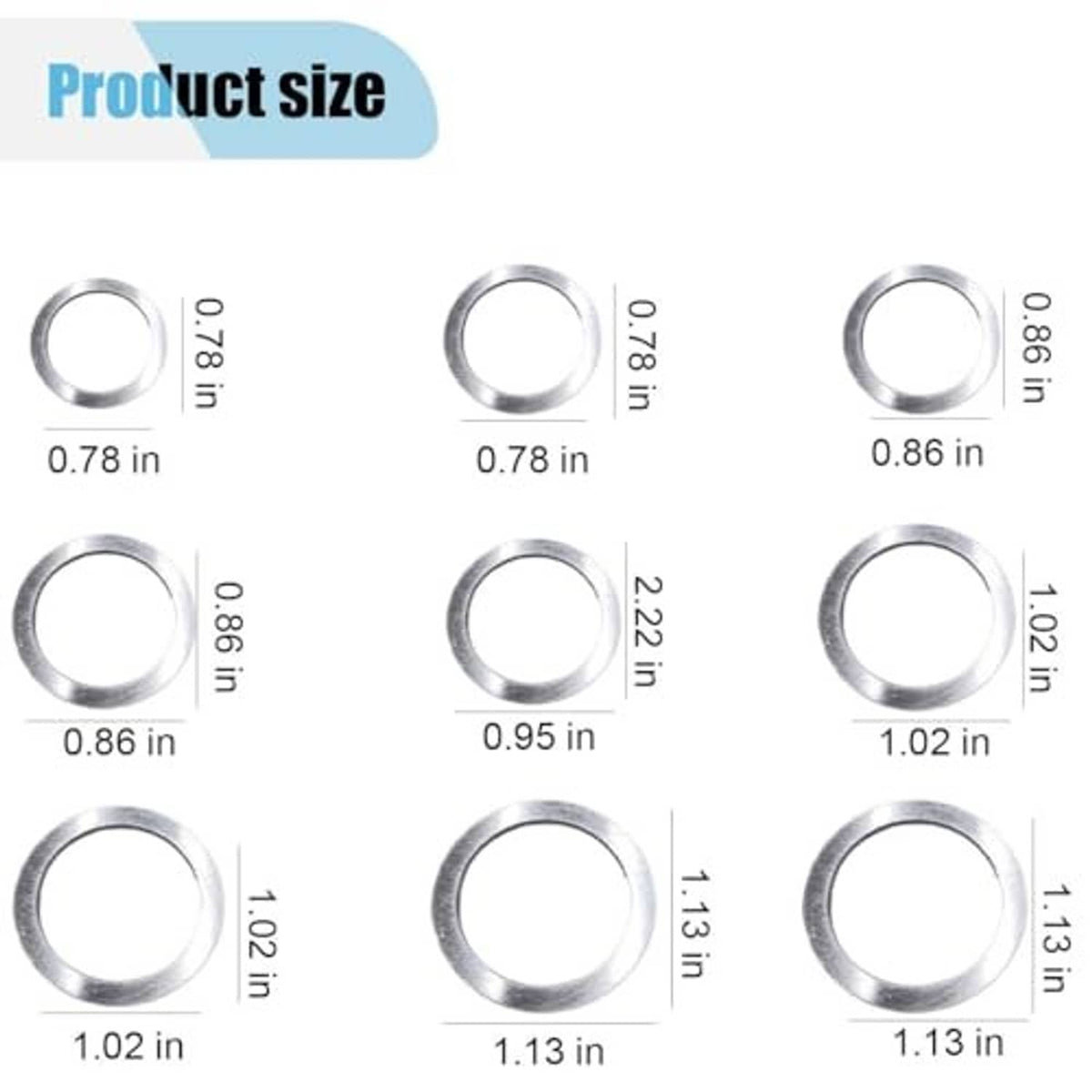 Aluminum crush washer gasket sizes chart with 9 round inner diameter measurements