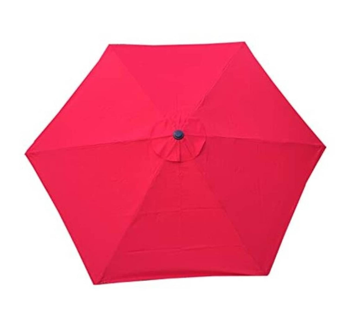 Red patio umbrella replacement canopy, eight panels with central button hub
