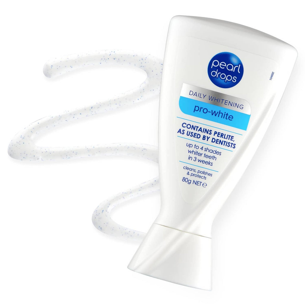Pro-white whitening tooth polish tube with white gel streaks, 50 ml
