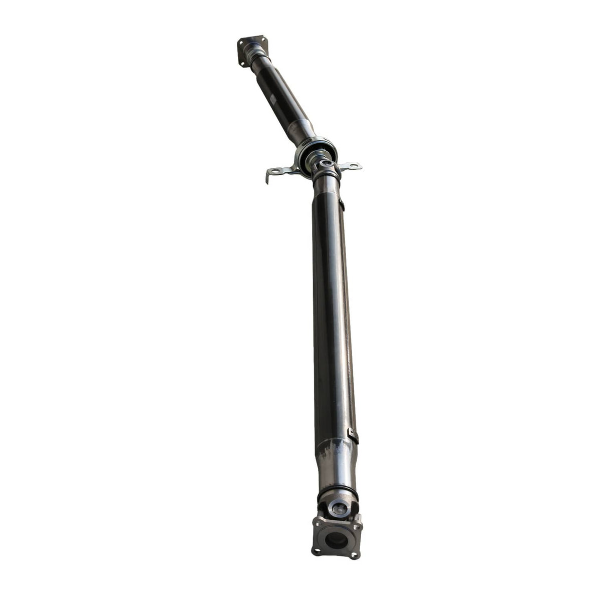 Rear driveshaft prop drive shaft side view with black tube and top mounting yoke