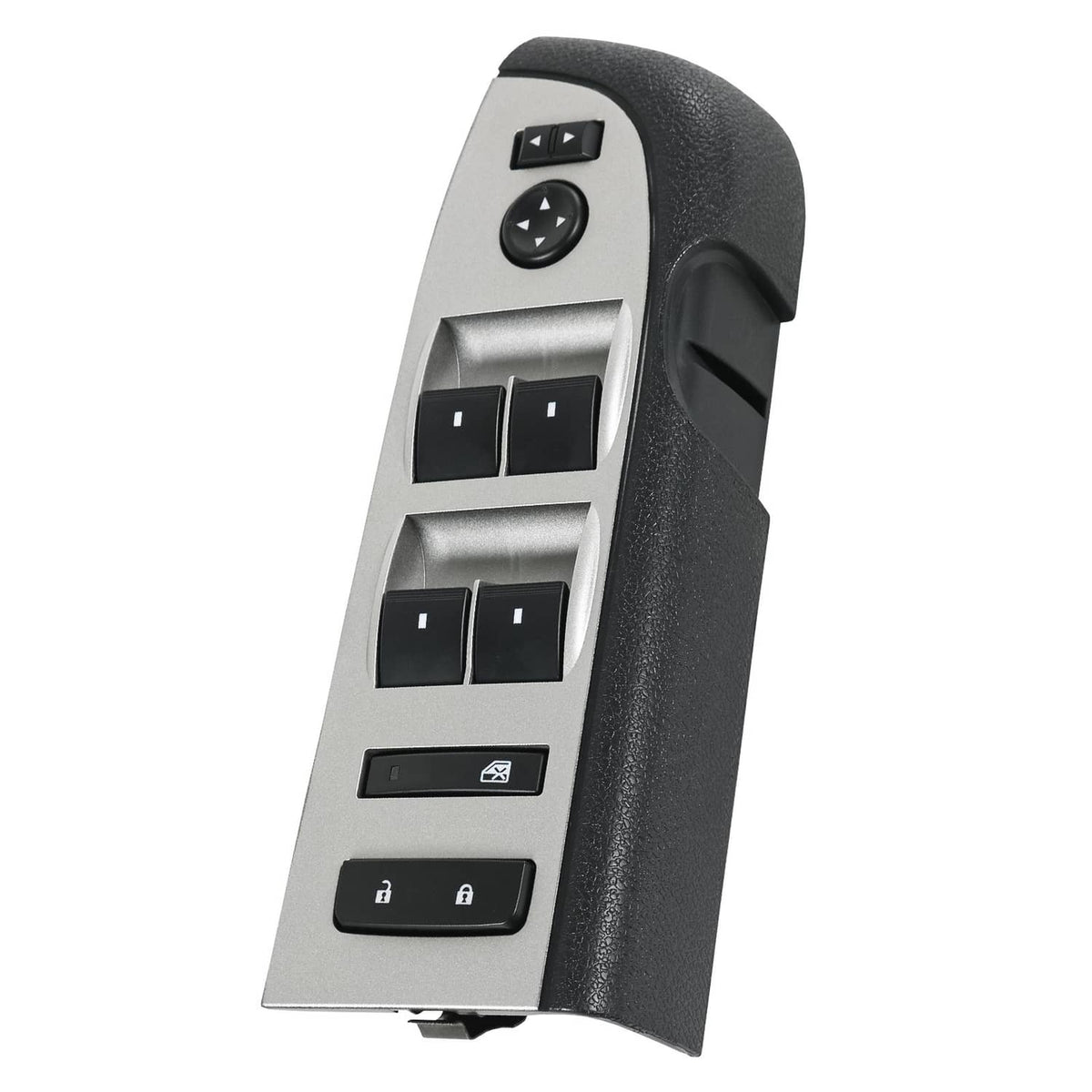 Power window switch with black bezel, front control panel with window rocker switches