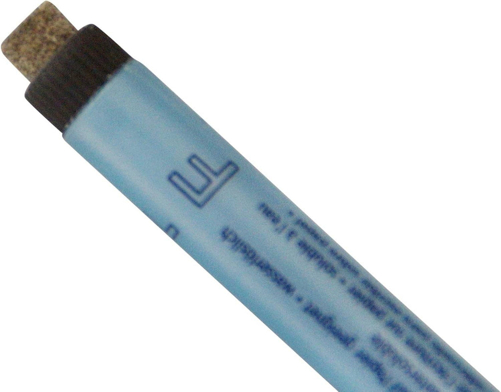 Light-blue correction pen with black fine-point nib and printed markings