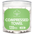 Mini compressed towels jar with white disposable face towels, 120 count