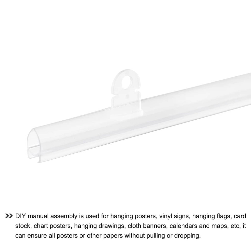Clear PVC poster hanger rail strip with hanging loop for poster mounting
