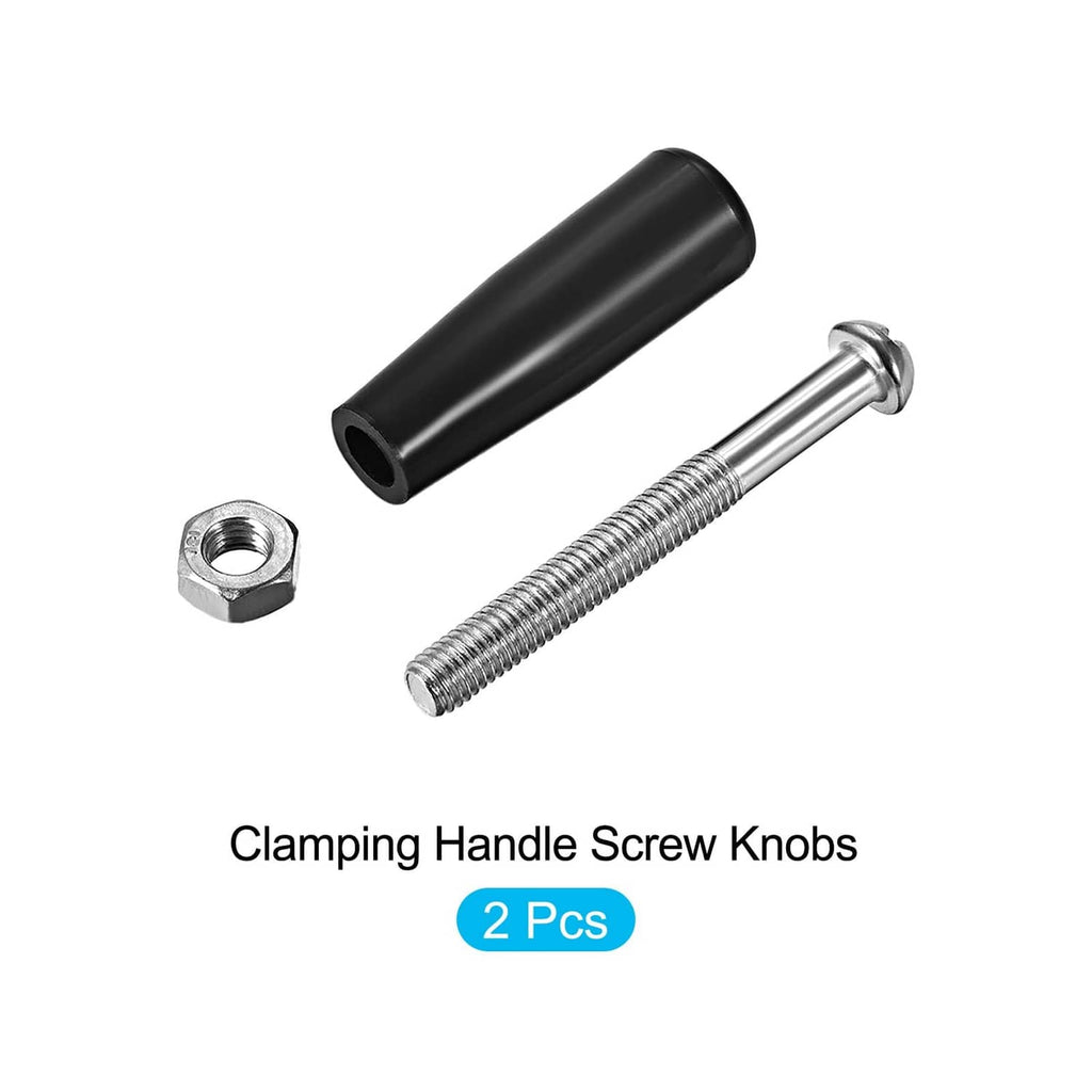 Clamping handle screw knob set: black barrel grip, M8 threaded screw, hex nut