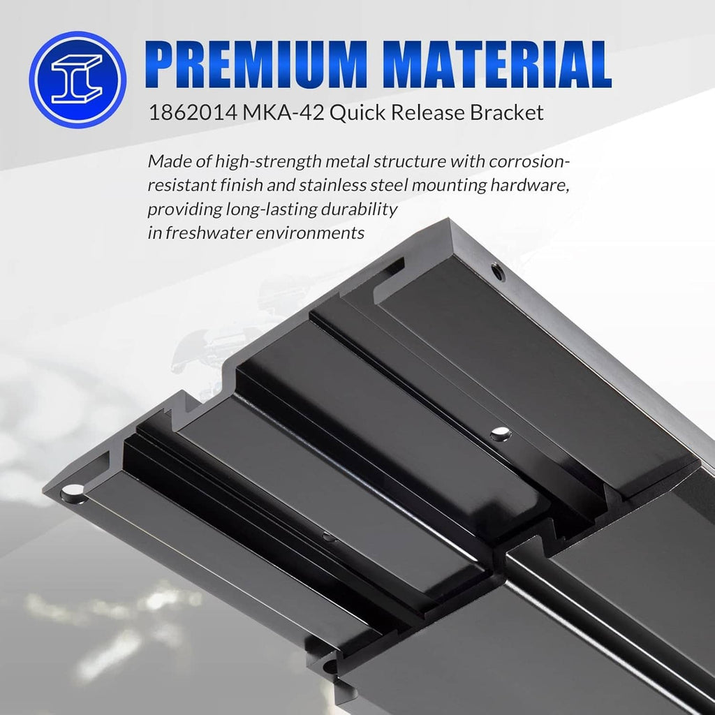 Black quick release bracket with reinforced metal structure and mounting holes