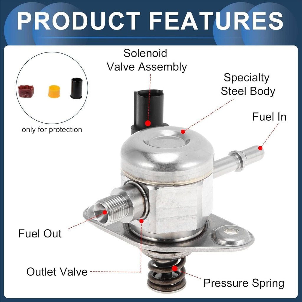 High-pressure fuel pump with valve assembly, pressure spring, and solenoid components.