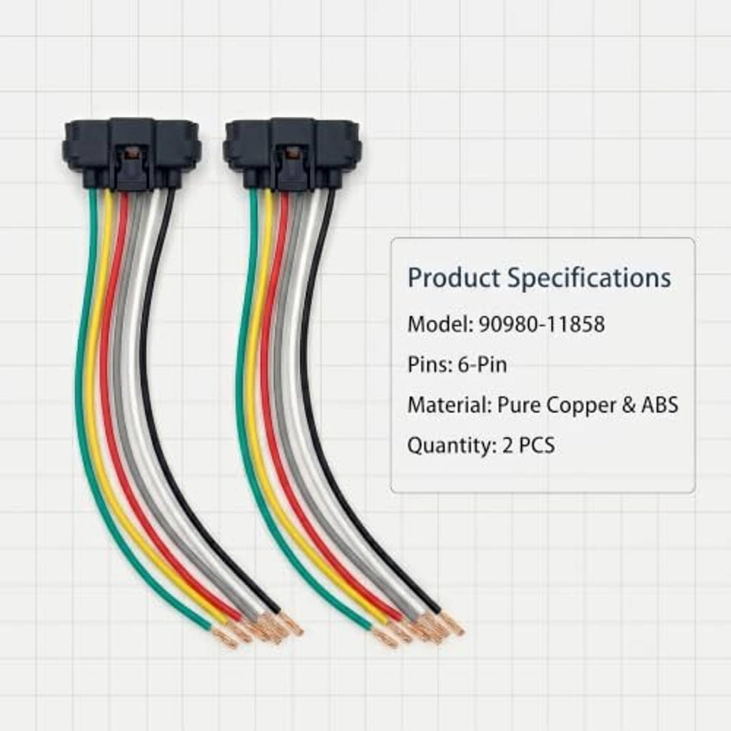 Two 6-pin throttle pigtails with black connectors, multicolor wires, and copper terminals