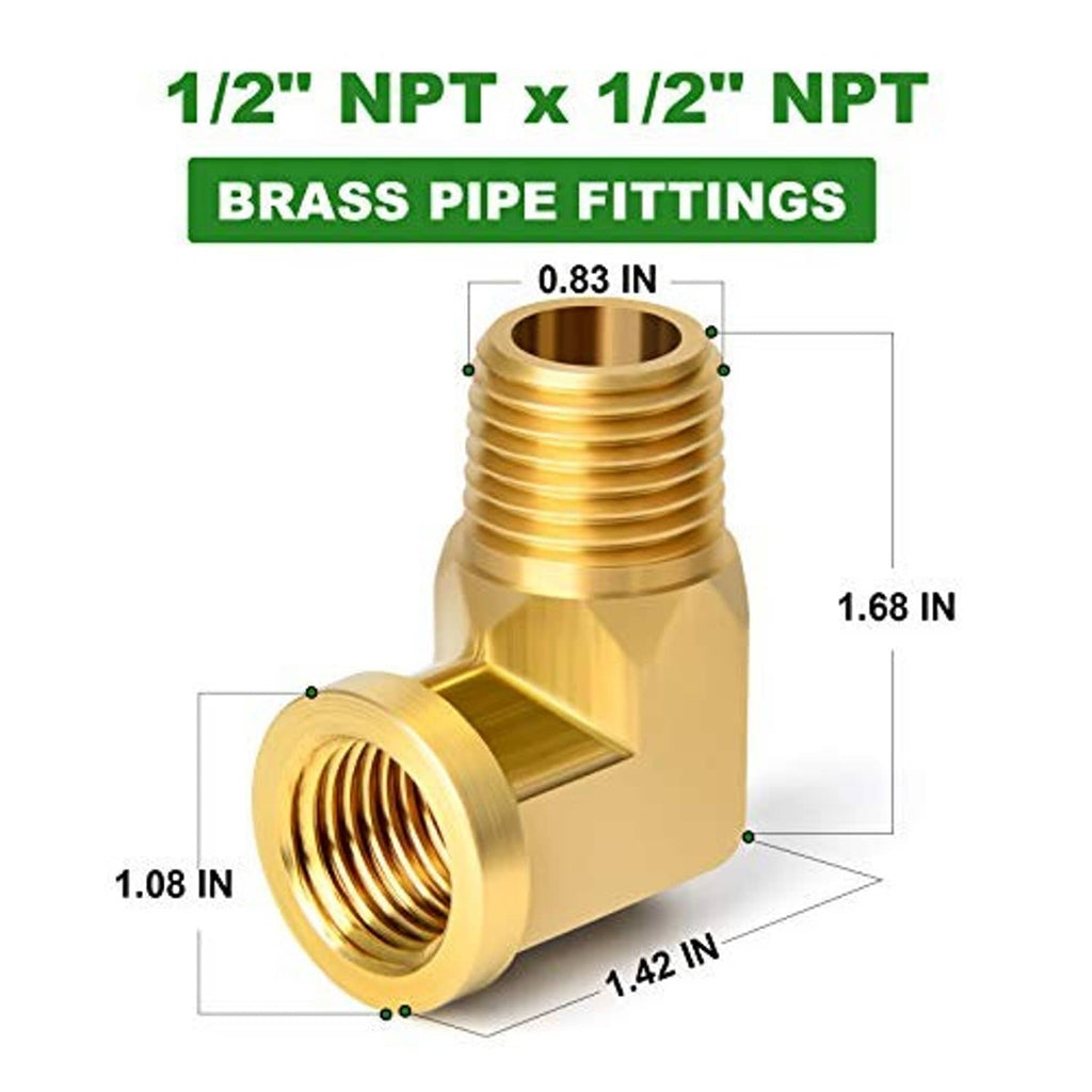 Brass 90-degree street elbow pipe fitting with NPT inlet and outlet threads