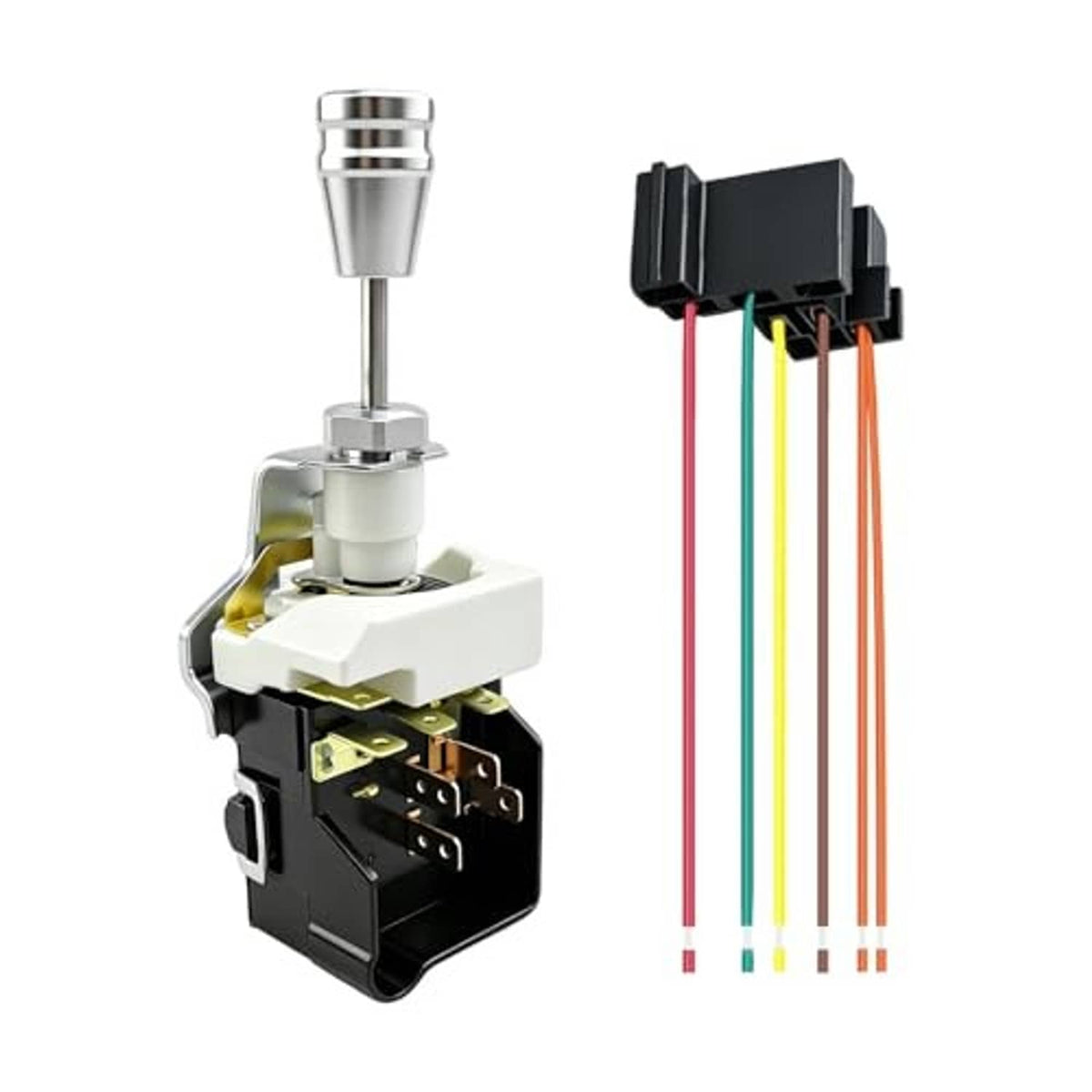 Headlight switch pigtail kit featuring 8-pin plug and multi-wire pigtails
