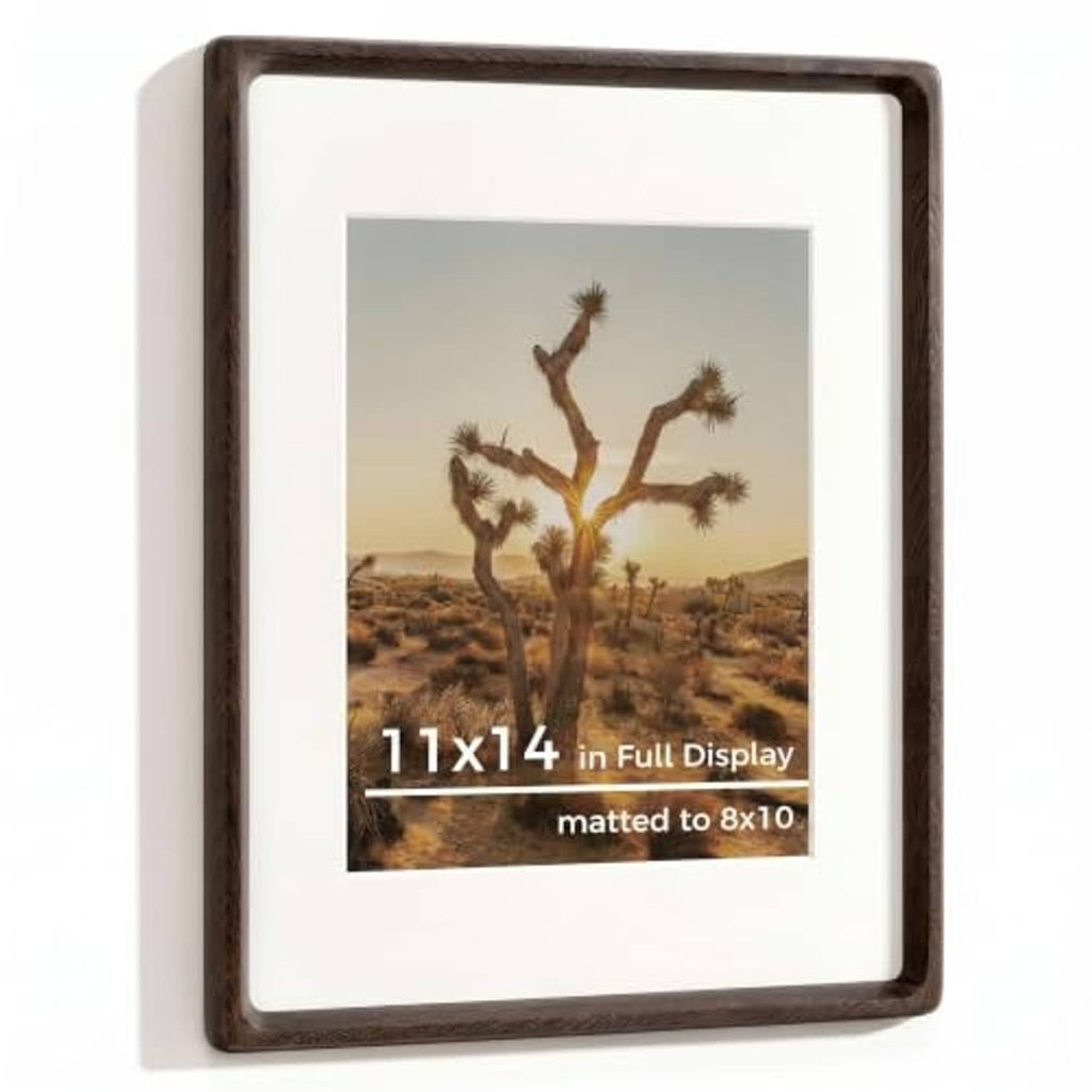 Dark wenge 11x14 photo frame with white mat and landscape picture