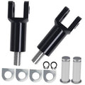 Black foot peg clevis mount kit with two threaded pegs, washers, and spacers