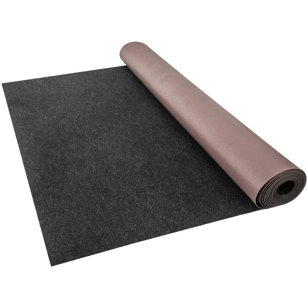 Dark charcoal marine carpet sheet with tightly rolled edge for installation
