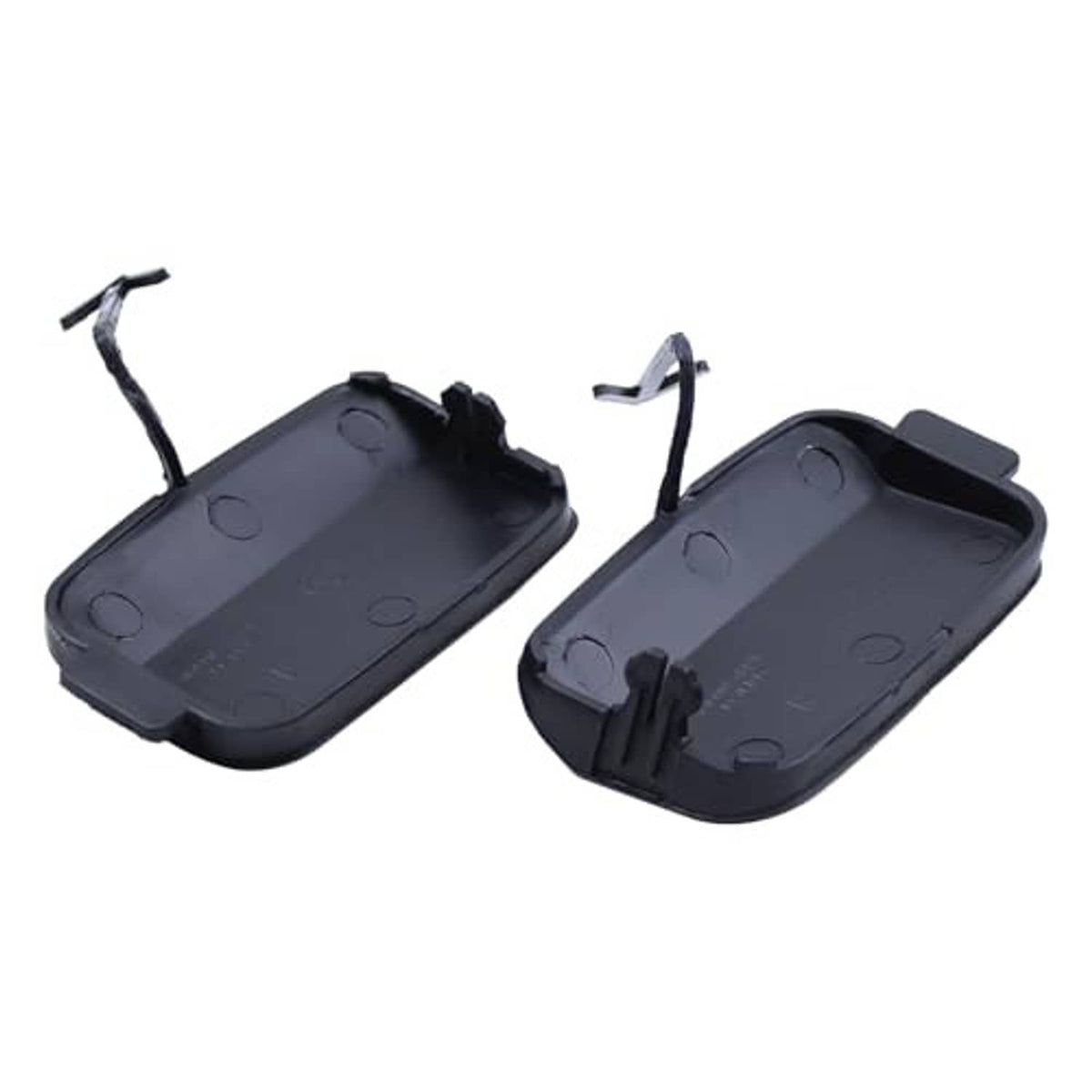 Set of 2 rear tow hook eye cover caps, dark blue/black plastic, left and right