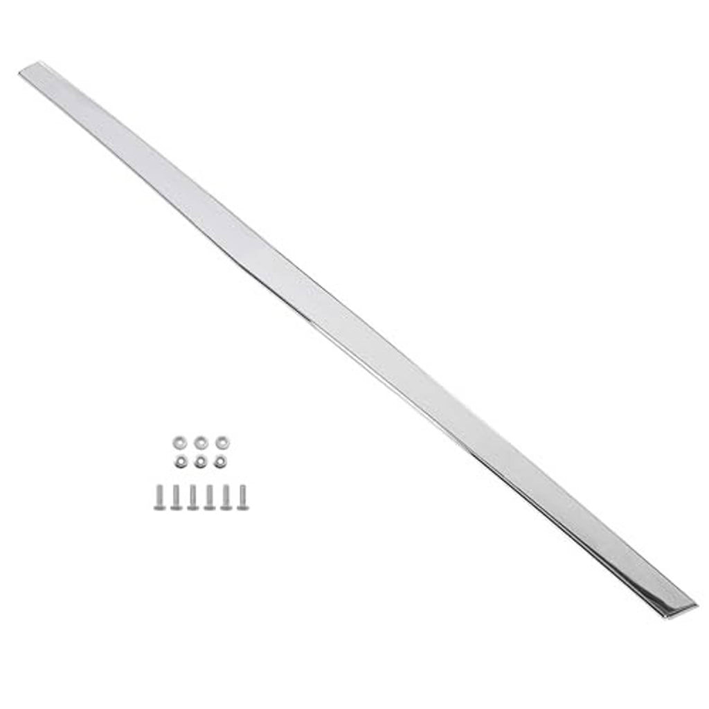 Long light gray hood trim molding strip with small mounting holes